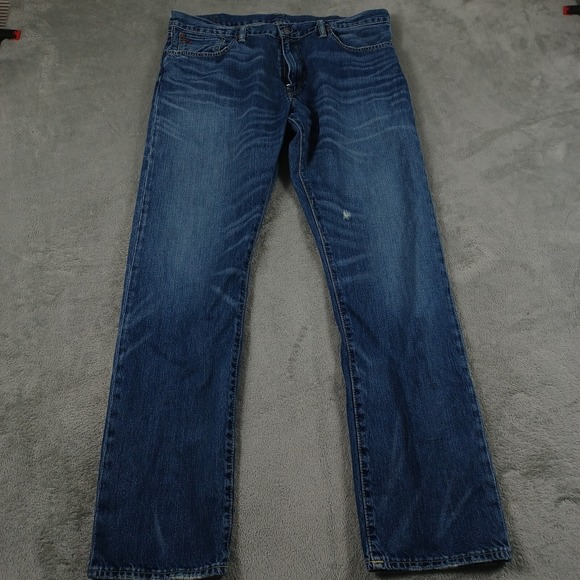 Polo Ralph Lauren Jeans Mens 36x32 Blue Denim Hampton Straight Preppy Modern - Picture 1 of 8
